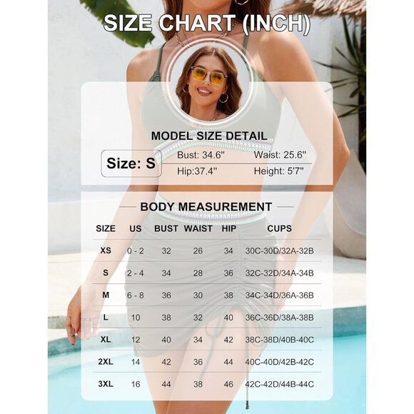 BMJL Women's XL High Waisted Bikini Mesh Swim Skirt Tummy Control Swimsuit NEW! - Picture 6 of 6